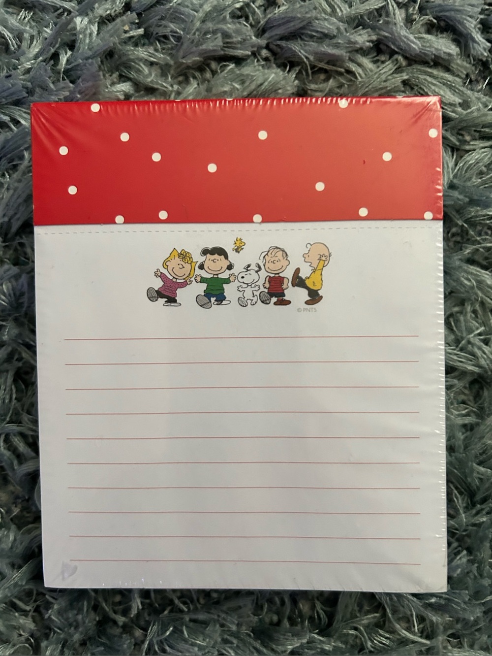 Peanuts Notepad with Red Polka Dot Header and Multicolor Characters